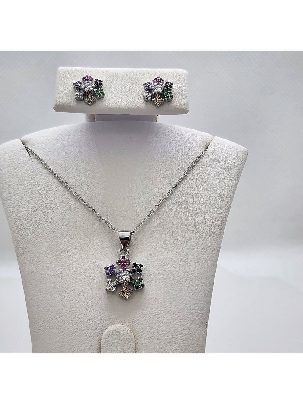 Brand New Sterling Silver 925 Multi Color Snowflake 2pc Set